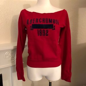 NWOT Abercrombie & Fitch Off Shoulder Red Sweatshirt